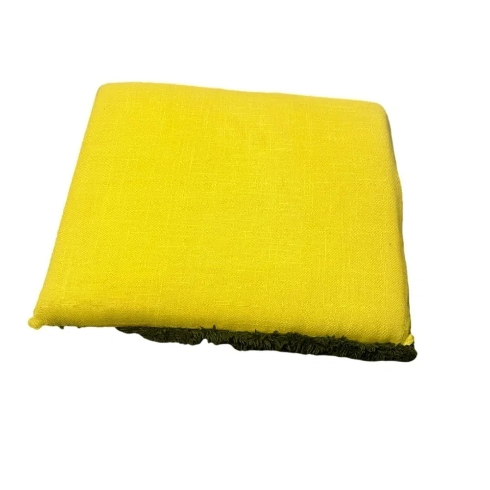 Retro Vintage Crewel Pillow‎  Daisy Flowers Daisies Yellow Fringe Trim